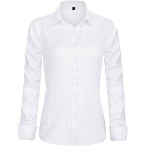 Women's Long Sleeve Dress Shirt Button Down Wrinkle-Free Work Blouse